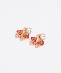 Aretes Mariposa y Cristal Rojos