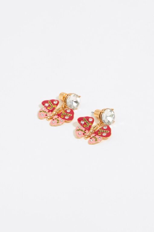Aretes Mariposa y Cristal Rojos
