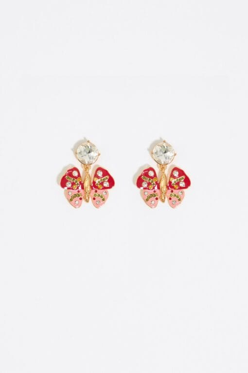 Aretes Mariposa y Cristal Rojos