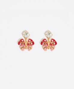 Aretes Mariposa y Cristal Rojos