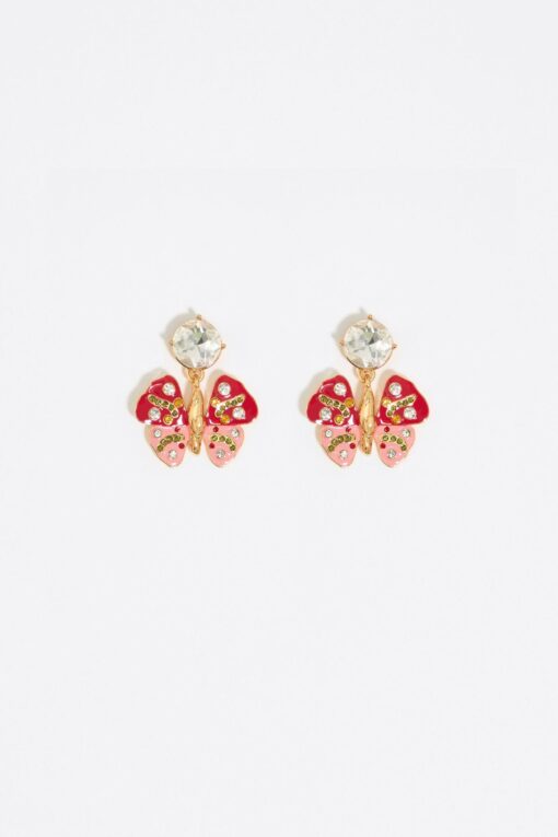 Aretes Mariposa y Cristal Rojos