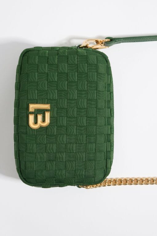 Bolso Bandolera Pequeño Nylon Trenzado Verde