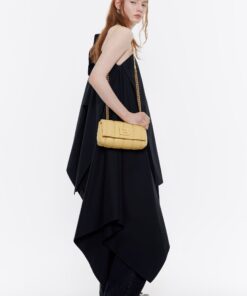 Bolso Pequeño con Solapa de Napa de Color Amarillo Topacio