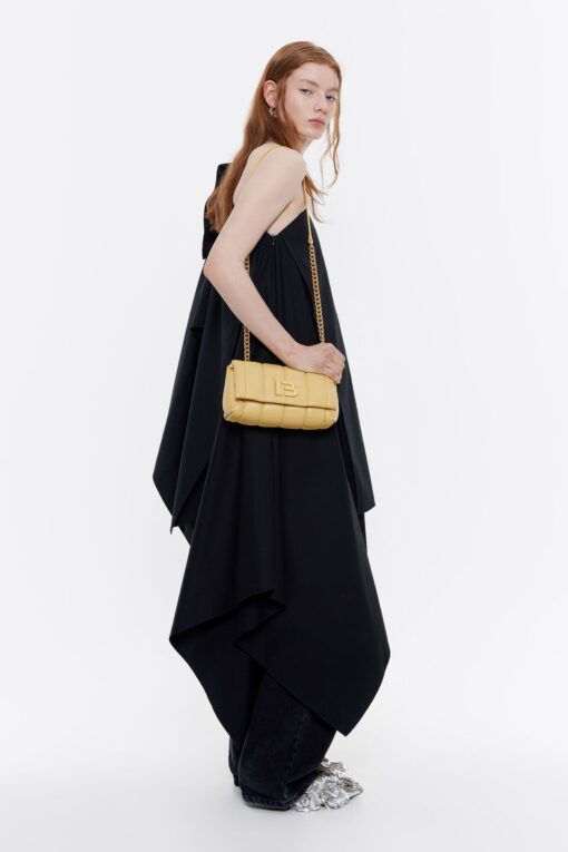 Bolso Pequeño con Solapa de Napa de Color Amarillo Topacio