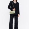 Bolso Pequeño de Napa Verde Claro con Solapa