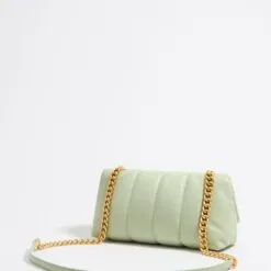 Bolso Pequeño de Napa Verde Claro con Solapa