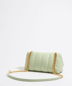 Bolso Pequeño de Napa Verde Claro con Solapa