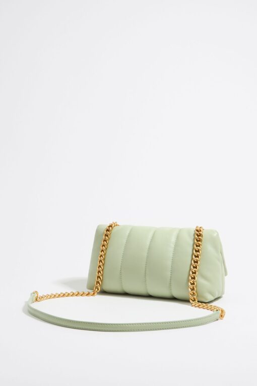 Bolso Pequeño de Napa Verde Claro con Solapa