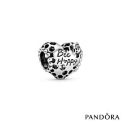 Charm de Corazón con Forma de Panal de Abeja Feliz