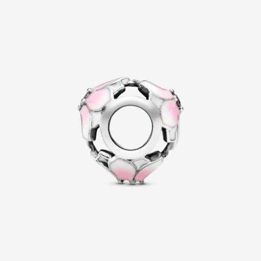 Charm de Flor de Magnolia Rosa Calada