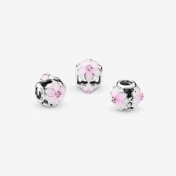Charm de Flor de Magnolia Rosa Calada