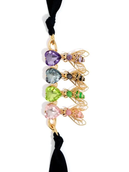 Collar de Cristales de Corazón y Abejas Multicolor