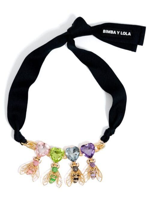 Collar de Cristales de Corazón y Abejas Multicolor
