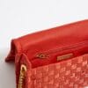 Mini Bolso con Solapa de Nylon Trenzado Color Coral