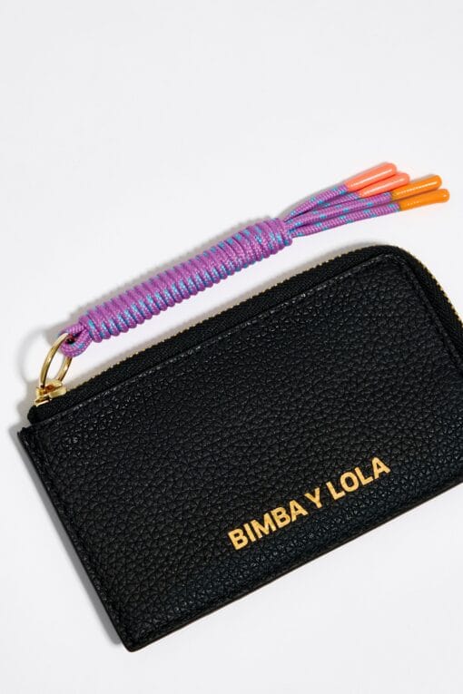 Monedero rectangular de piel negra
