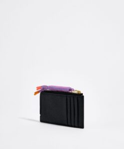 Monedero rectangular de piel negra