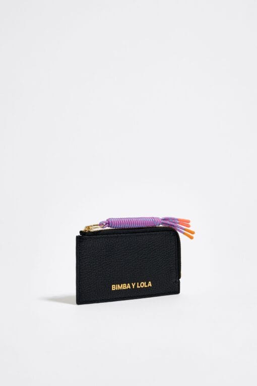 Monedero rectangular de piel negra