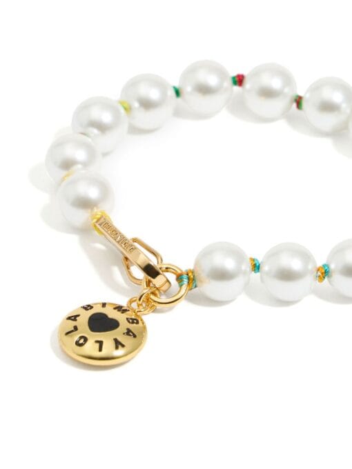 Pulsera de Perlas con Logo de Caramelo y Cordón Multicolor