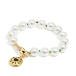 Pulsera de Perlas con Logo de Caramelo y Cordón Multicolor