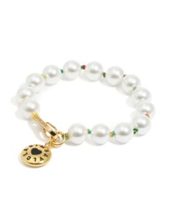 Pulsera de Perlas con Logo de Caramelo y Cordón Multicolor