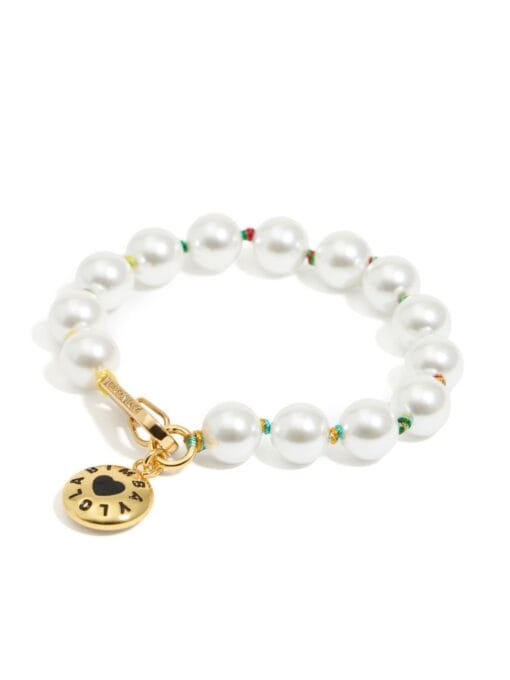 Pulsera de Perlas con Logo de Caramelo y Cordón Multicolor