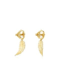 Aretes Largos con Baño de oro 18k Sobre Plata y Nácar Yunque