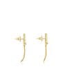 Aretes Largos con Baño de oro 18k Sobre Plata y Nácar Yunque