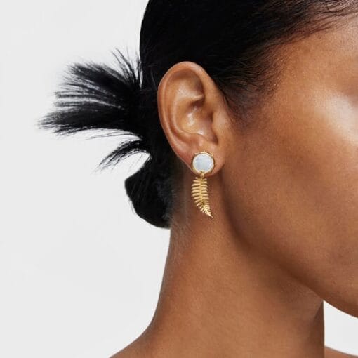 Aretes Largos con Baño de oro 18k Sobre Plata y Nácar Yunque