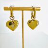 Bimba y Lola Aretes Aro Corazón Cristales Dorados