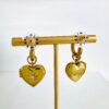 Bimba y Lola Aretes Aro Corazón Cristales Dorados