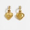 Bimba y Lola Aretes Aro Corazón Cristales Dorados