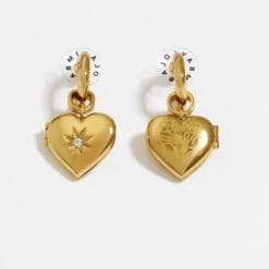 Bimba y Lola Aretes Aro Corazón Cristales Dorados