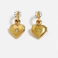 Bimba y Lola Aretes Aro Corazón Cristales Dorados