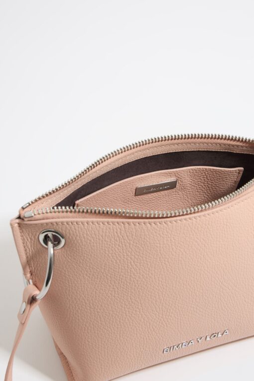 Bolso Trapecio Mediano Piel Rosa Claro