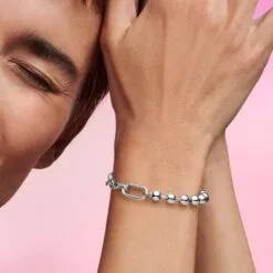 Pulsera de Cadena de Eslabones y Cuentas de Metal