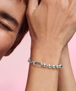 Pulsera de Cadena de Eslabones y Cuentas de Metal