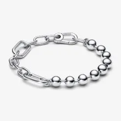 Pulsera de Cadena de Eslabones y Cuentas de Metal