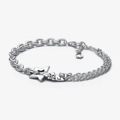 Pulsera de cadena doble con estrella fugaz