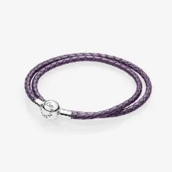 Pulsera de Cuero Doble Morada