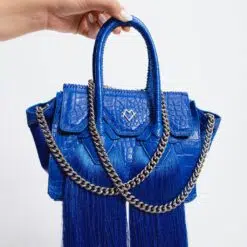 Valentina en Azul Real Piel Efecto Cocodrilo