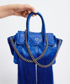 Valentina en Azul Real Piel Efecto Cocodrilo