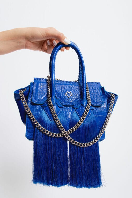 Valentina en Azul Real Piel Efecto Cocodrilo