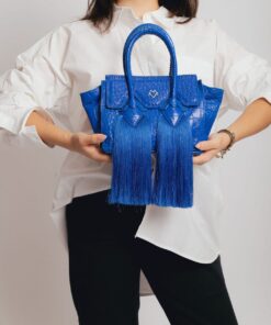 Valentina en Azul Real Piel Efecto Cocodrilo