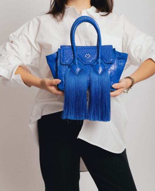 Valentina en Azul Real Piel Efecto Cocodrilo